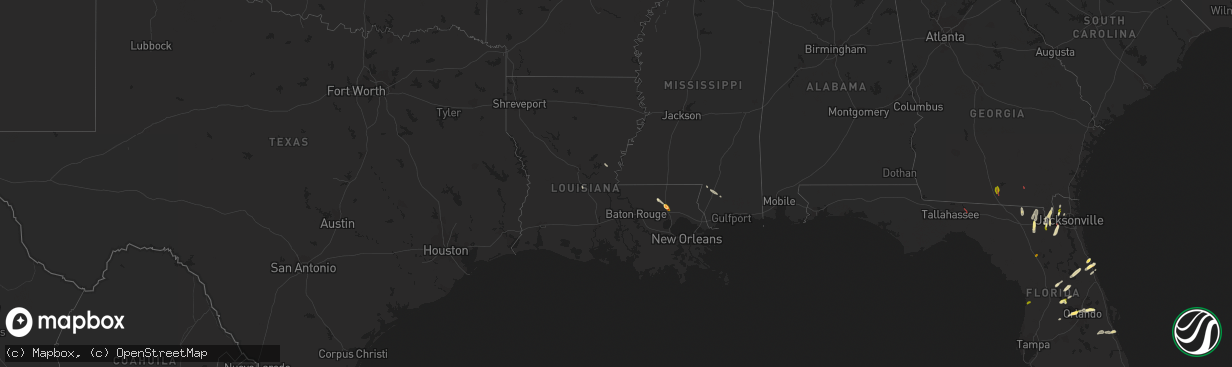 Hail map in Louisiana on February 4, 2024