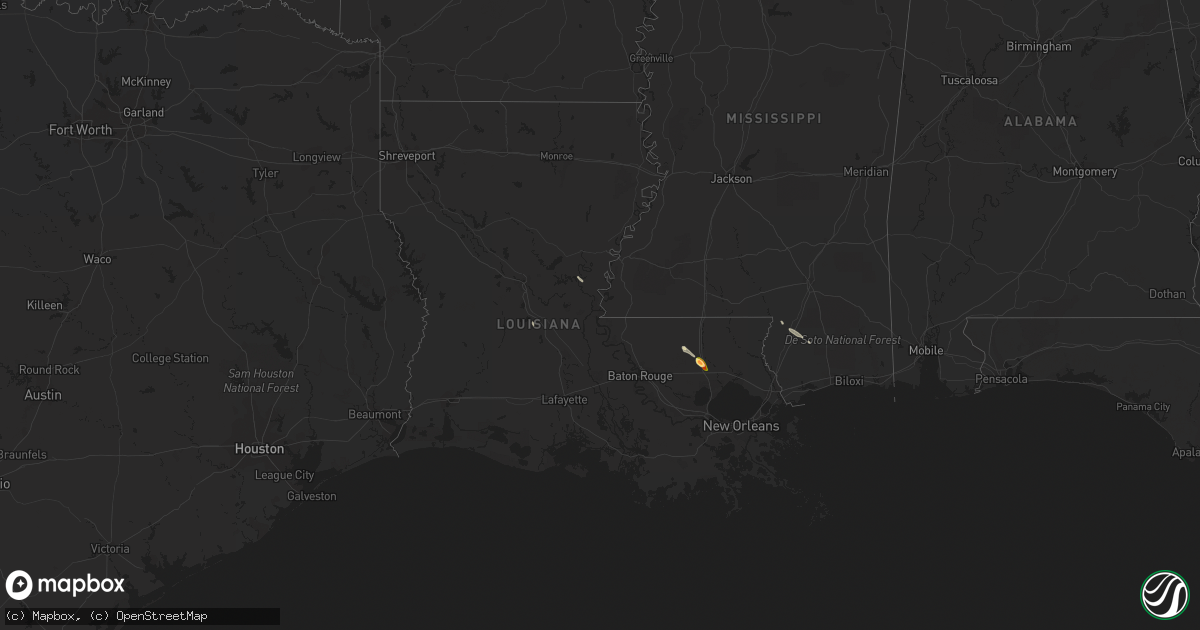 Hail map in Louisiana on February 4, 2024