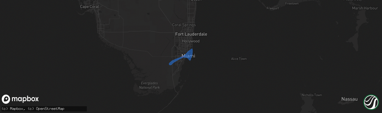 Hail map in Miami Beach, FL on February 4, 2024