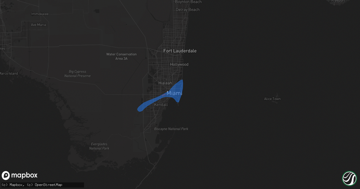 Hail map in Miami Beach, FL on February 4, 2024