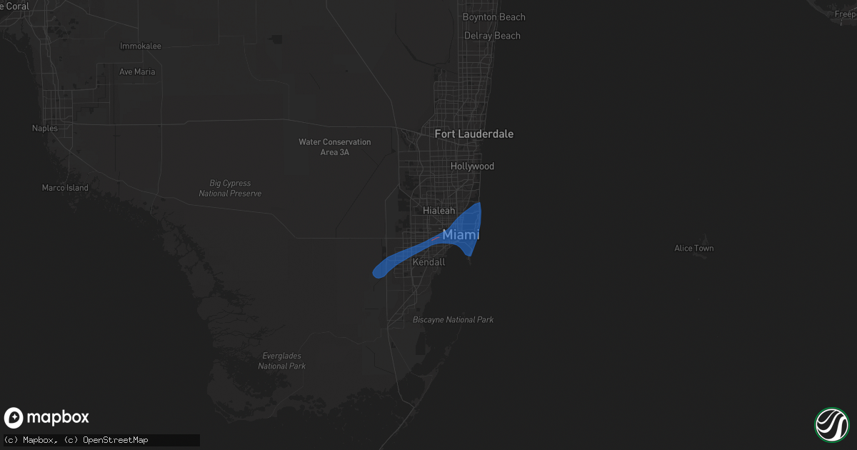 Hail map in Miami, FL on February 4, 2024