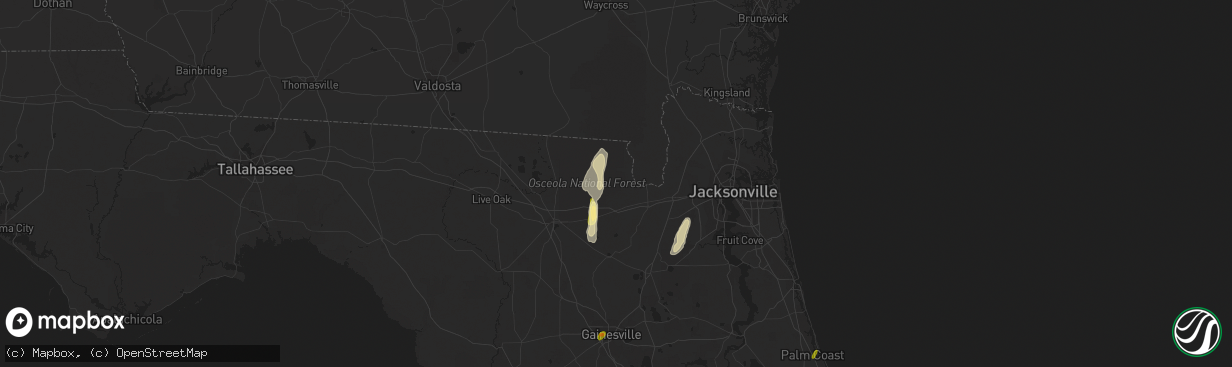 Hail map in Sanderson, FL on February 4, 2024