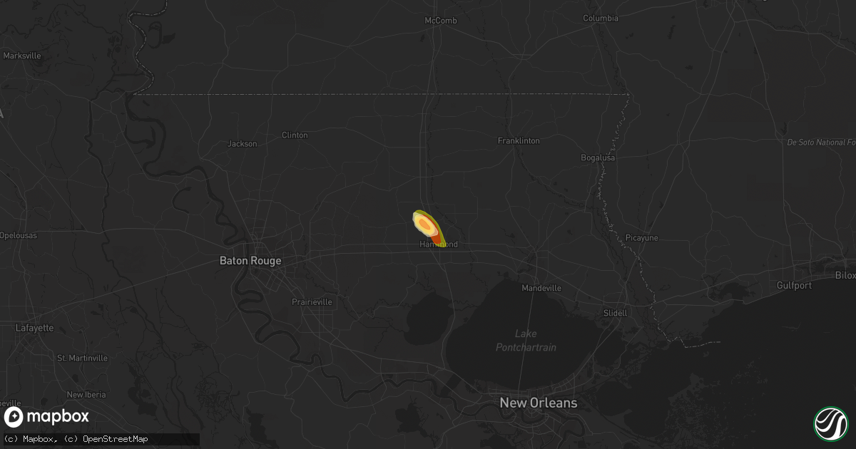 Hail map in Tickfaw, LA on February 4, 2024
