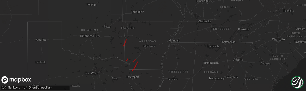 Hail map in Arkansas on February 5, 2013