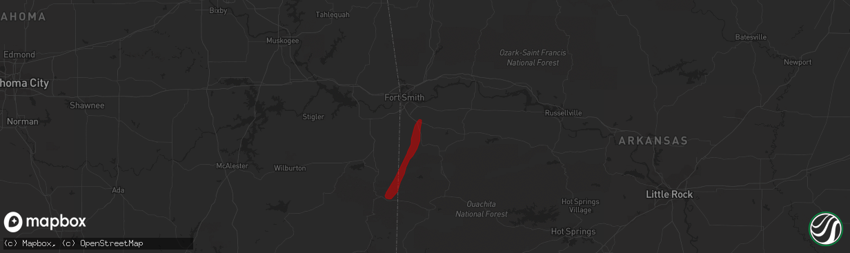 Hail map in Greenwood, AR on February 5, 2013