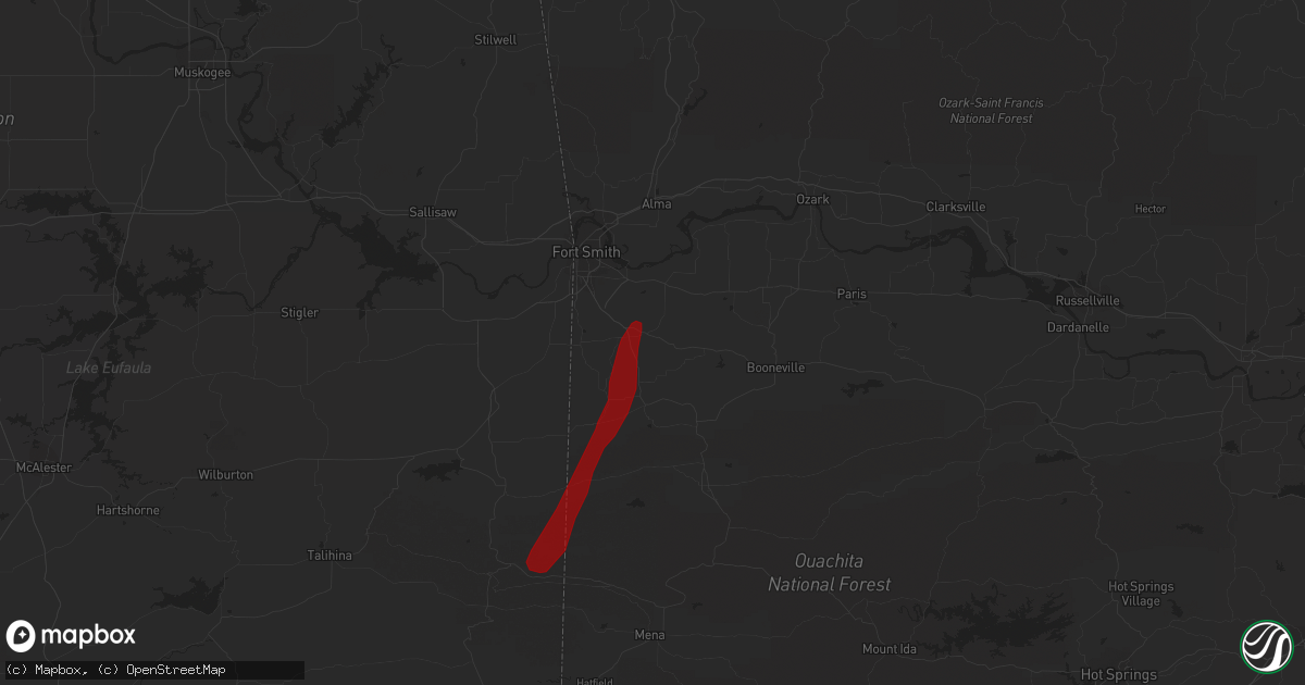 Hail map in Greenwood, AR on February 5, 2013