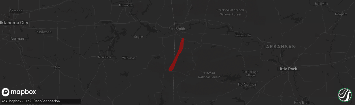 Hail map in Hartford, AR on February 5, 2013