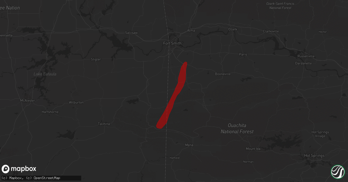 Hail map in Hartford, AR on February 5, 2013