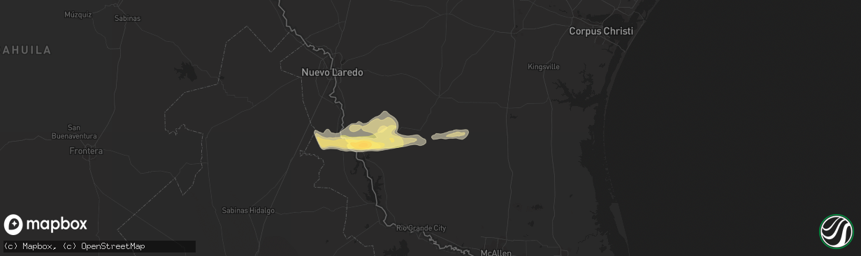 Hail map in Hebbronville, TX on February 5, 2013