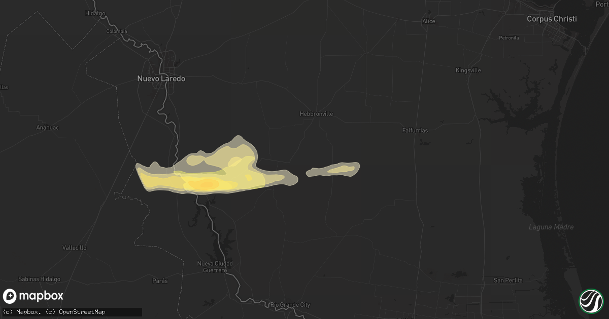 Hail map in Hebbronville, TX on February 5, 2013