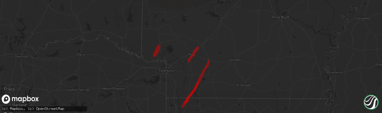 Hail map in Hope, AR on February 5, 2013