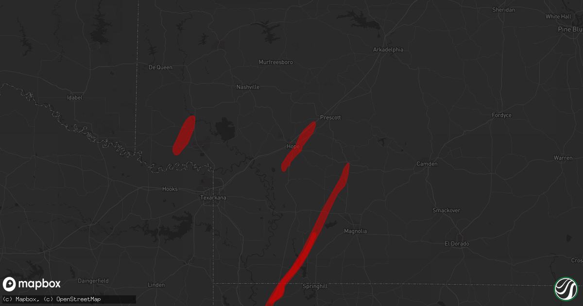 Hail map in Hope, AR on February 5, 2013