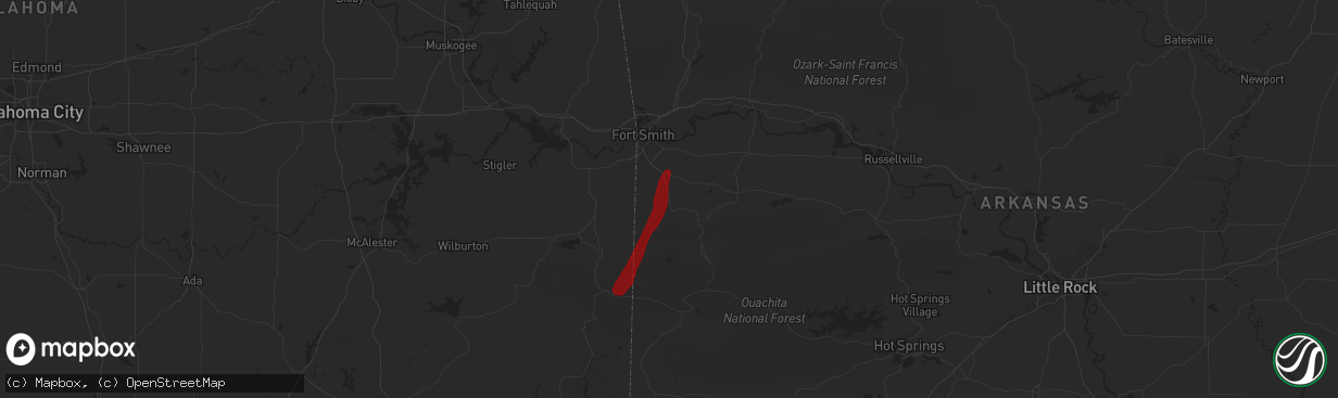 Hail map in Huntington, AR on February 5, 2013