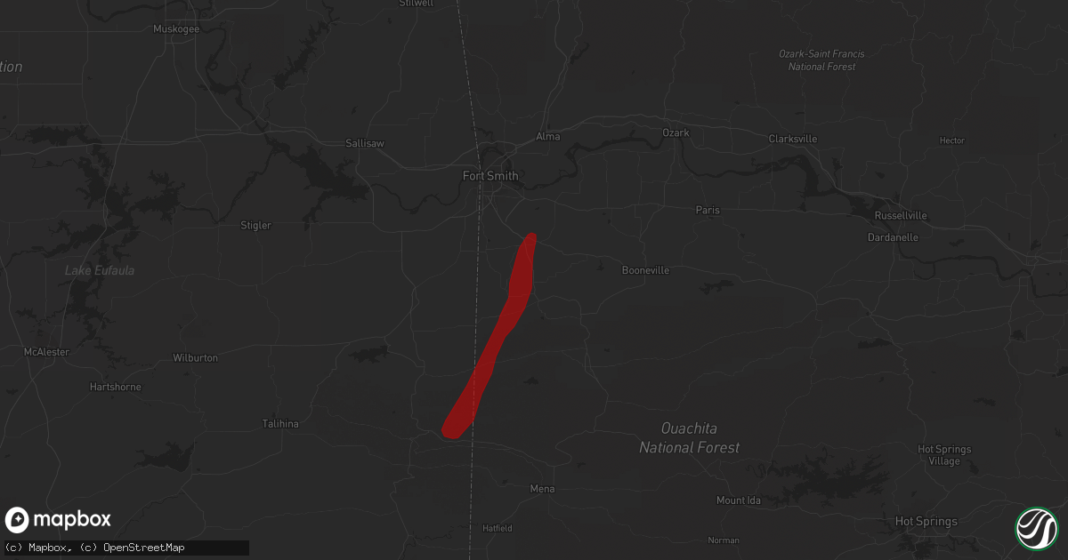 Hail map in Huntington, AR on February 5, 2013