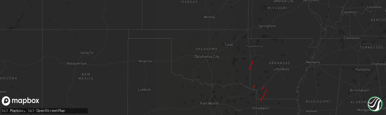 Hail map in Oklahoma on February 5, 2013