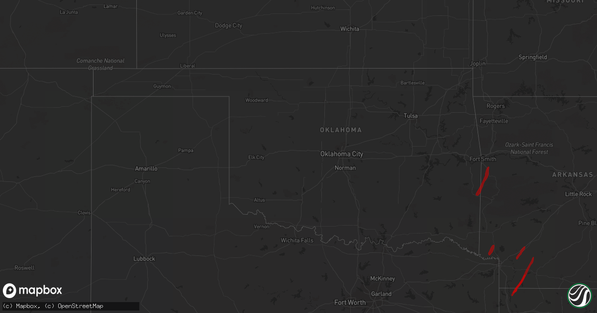 Hail map in Oklahoma on February 5, 2013