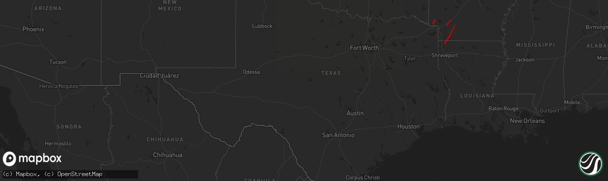 Hail map in Texas on February 5, 2013