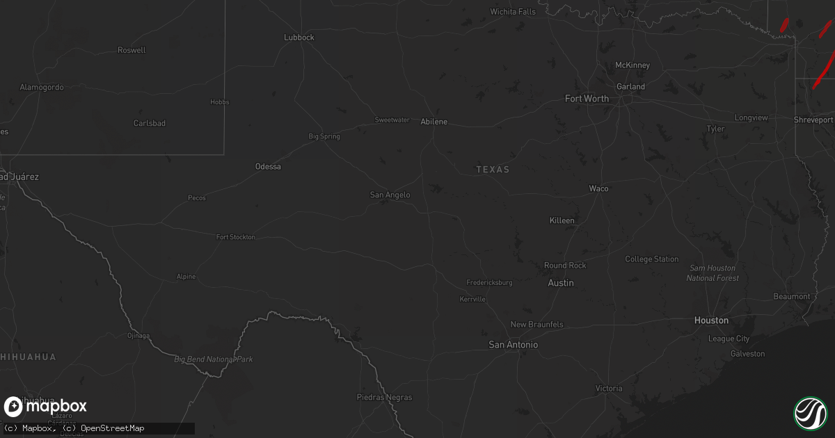 Hail map in Texas on February 5, 2013