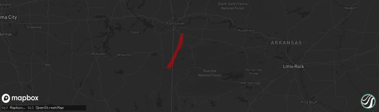 Hail map in Waldron, AR on February 5, 2013