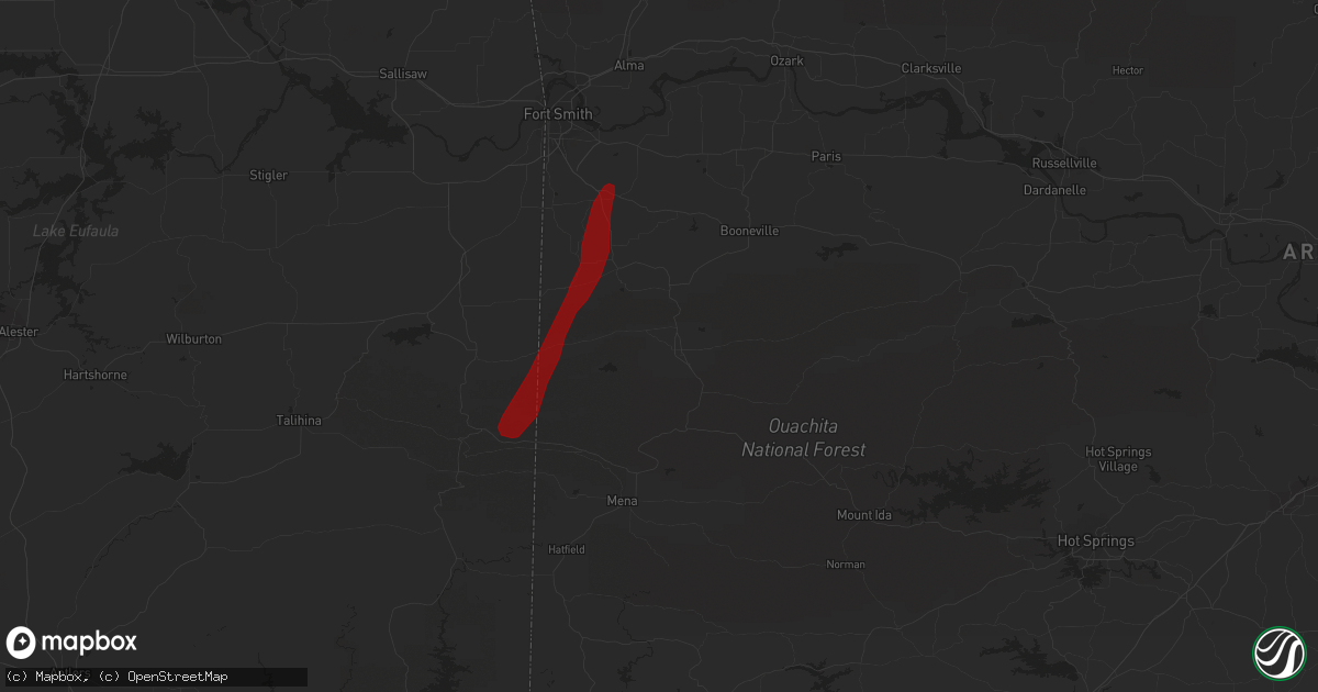 Hail map in Waldron, AR on February 5, 2013