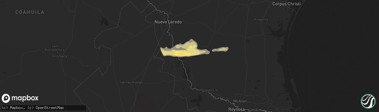 Hail map in Zapata, TX on February 5, 2013