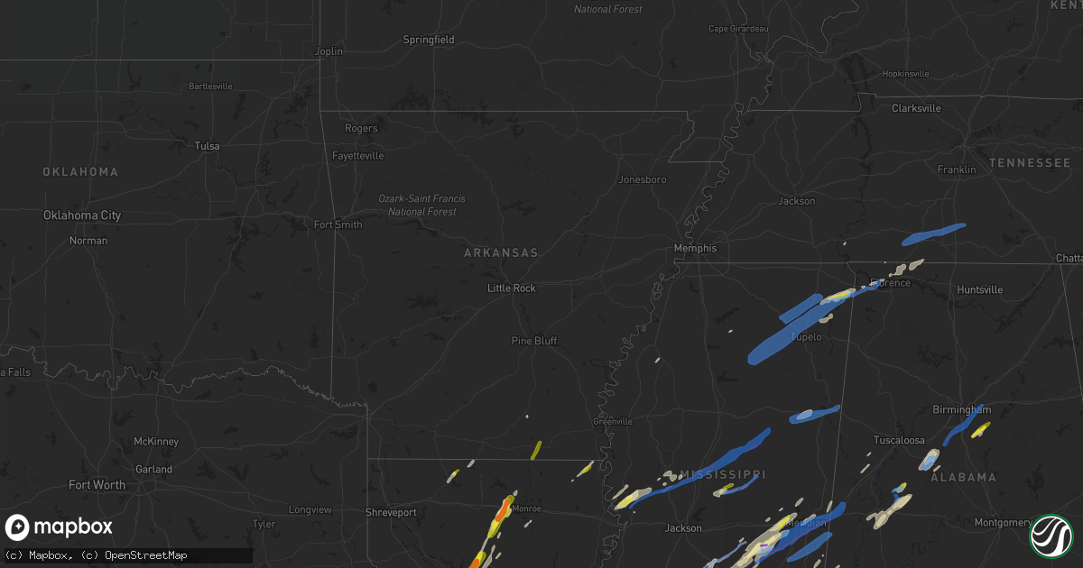 Hail map in Arkansas on February 5, 2020