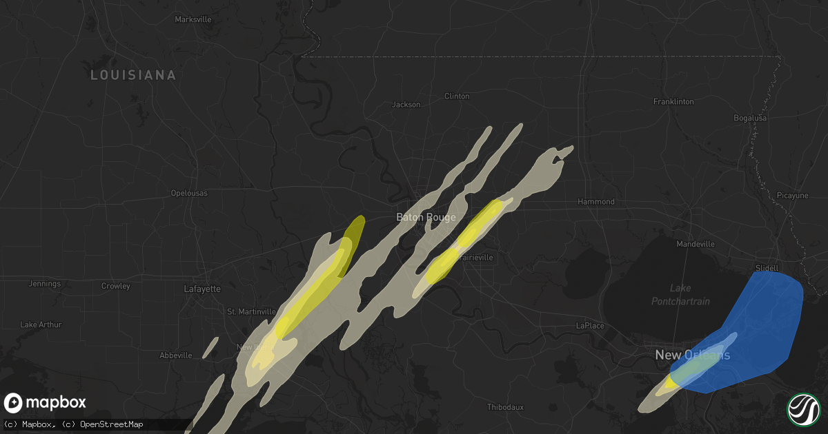 Hail map in Baton Rouge, LA on February 5, 2020
