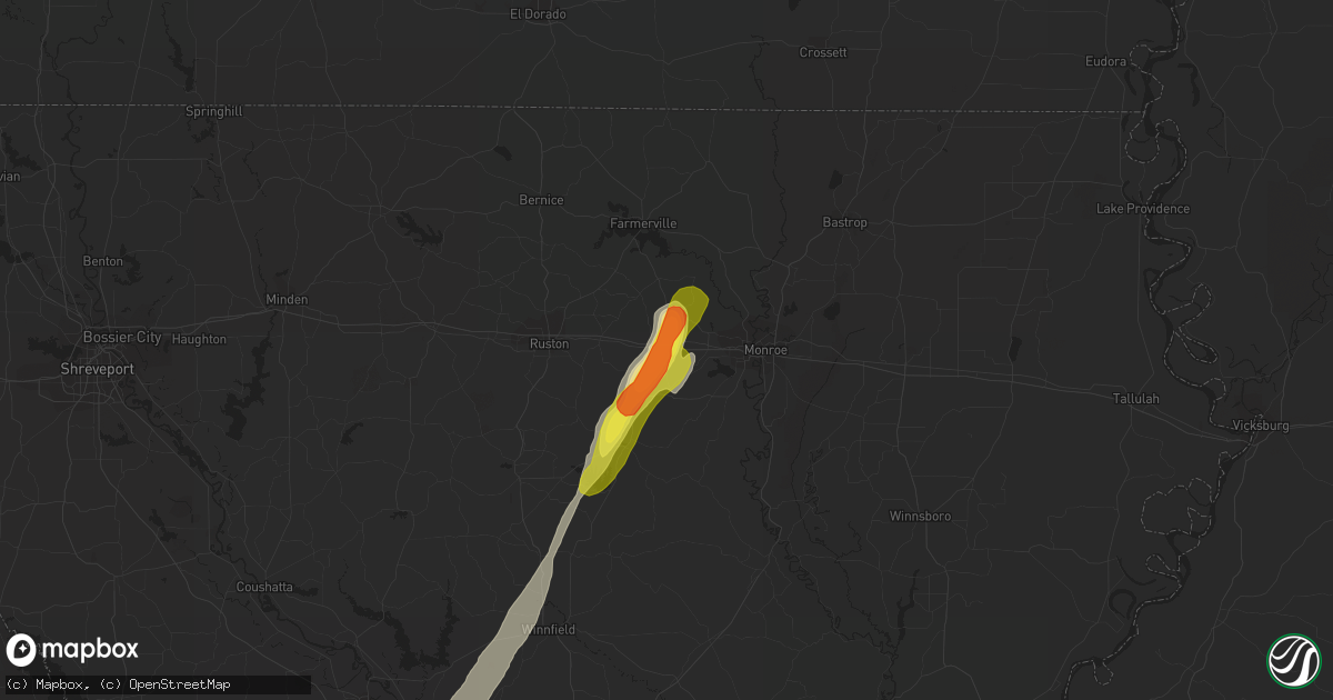 Hail map in Calhoun, LA on February 5, 2020