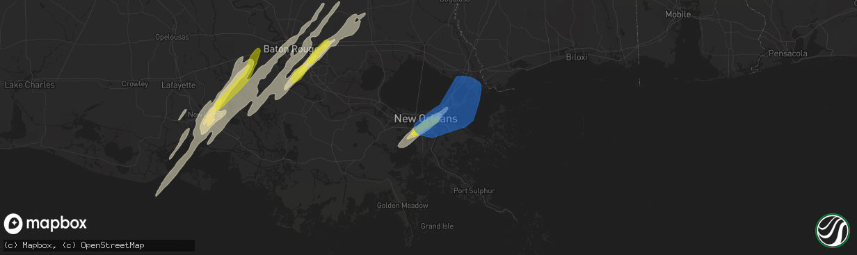 Hail map in Gretna, LA on February 5, 2020