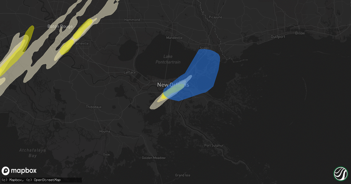 Hail map in Gretna, LA on February 5, 2020