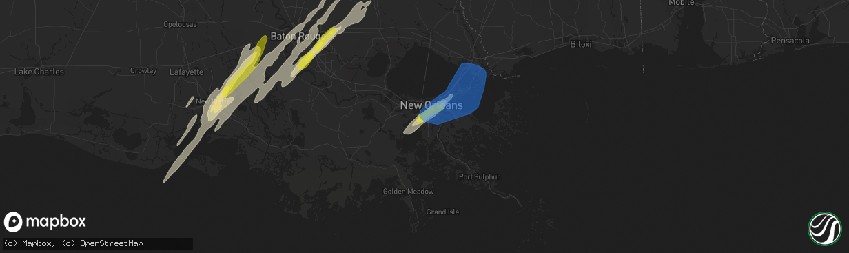 Hail map in Marrero, LA on February 5, 2020