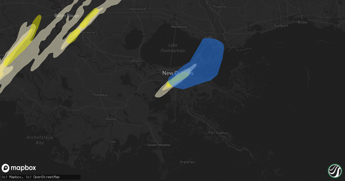 Hail map in Marrero, LA on February 5, 2020