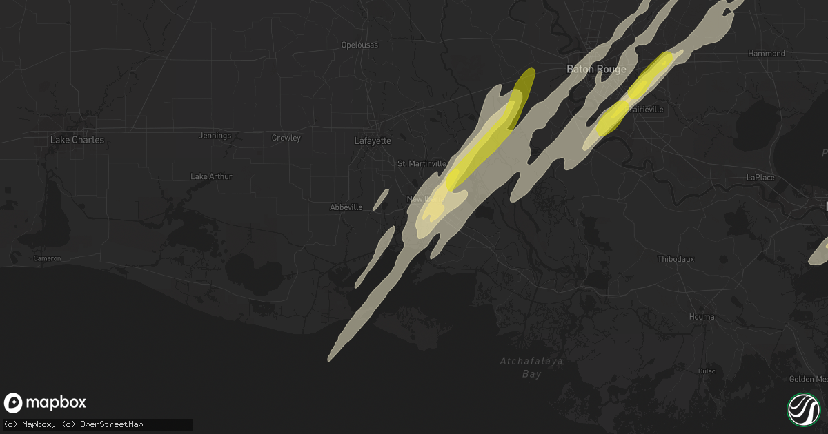 Hail map in New Iberia, LA on February 5, 2020