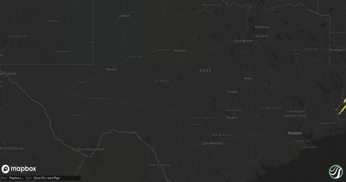 Hail map in Texas on February 5, 2020