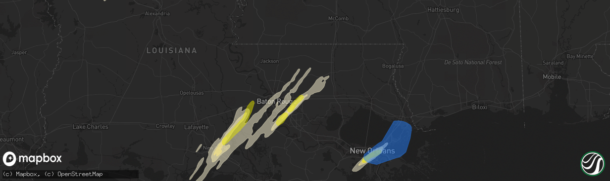 Hail map in Walker, LA on February 5, 2020