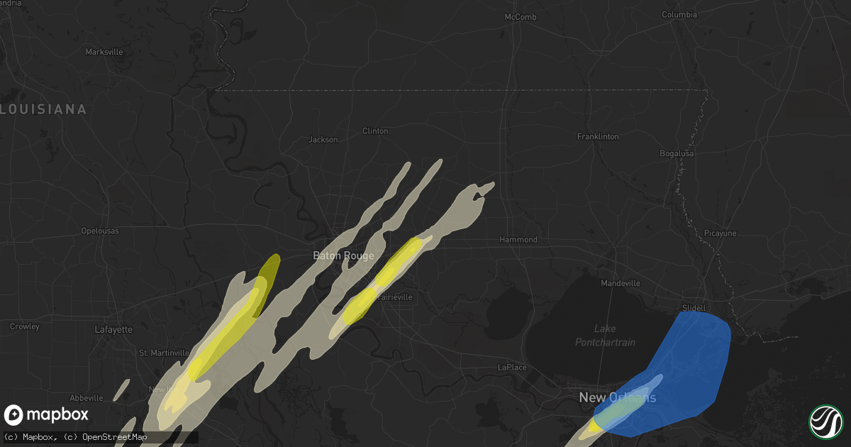 Hail map in Walker, LA on February 5, 2020