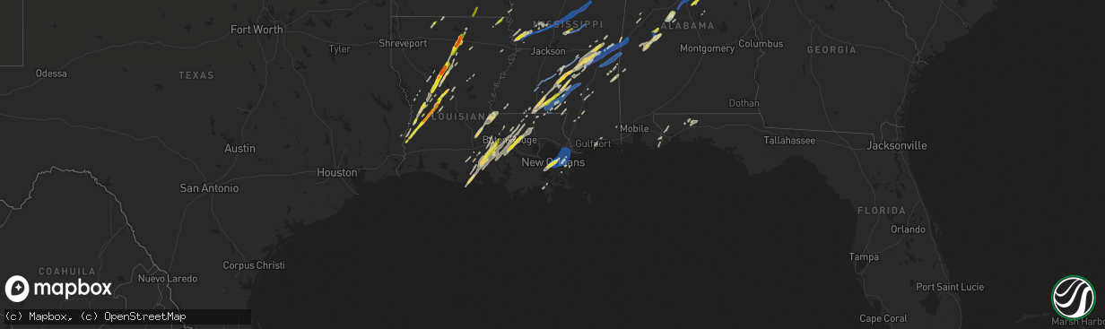 Hail map on February 5, 2020