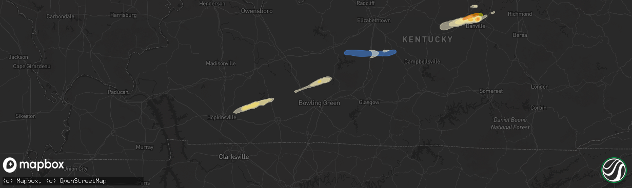 Hail map in Bowling Green, KY on February 5, 2025