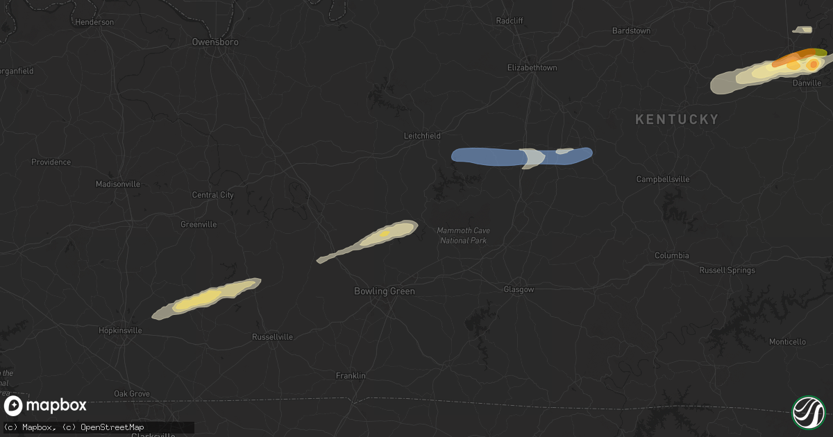 Hail map in Brownsville, KY on February 5, 2025