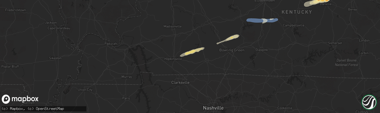 Hail map in Elkton, KY on February 5, 2025