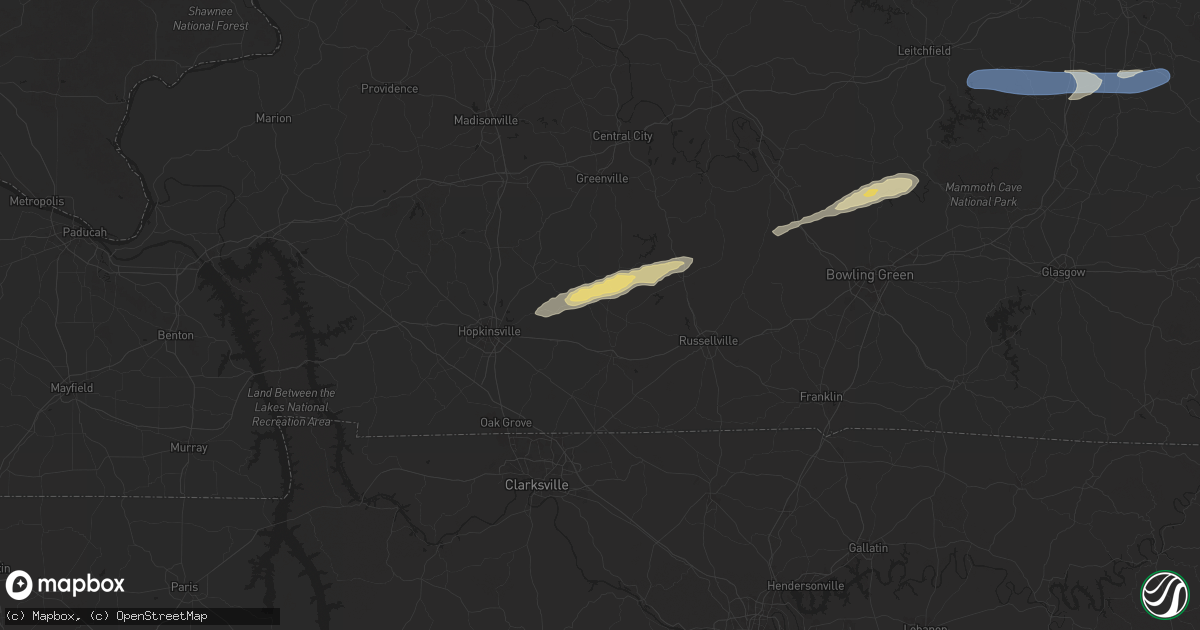 Hail map in Elkton, KY on February 5, 2025