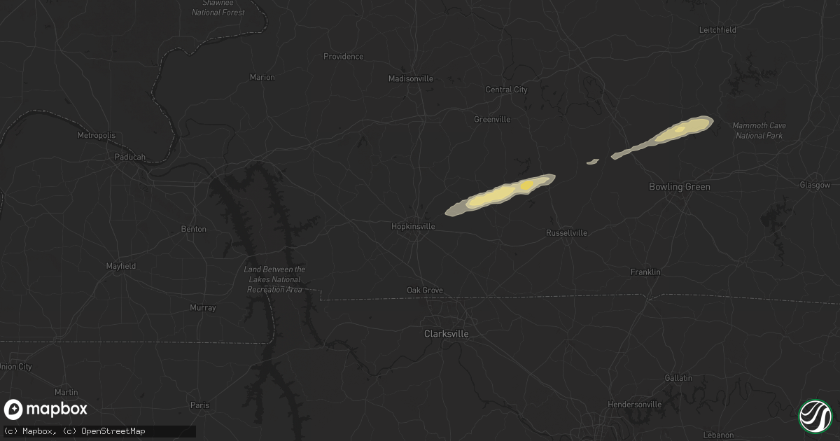 Hail map in Hopkinsville, KY on February 5, 2025