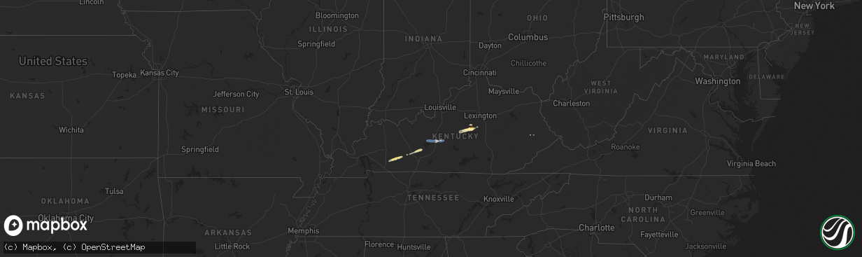 Hail map in Kentucky on February 5, 2025