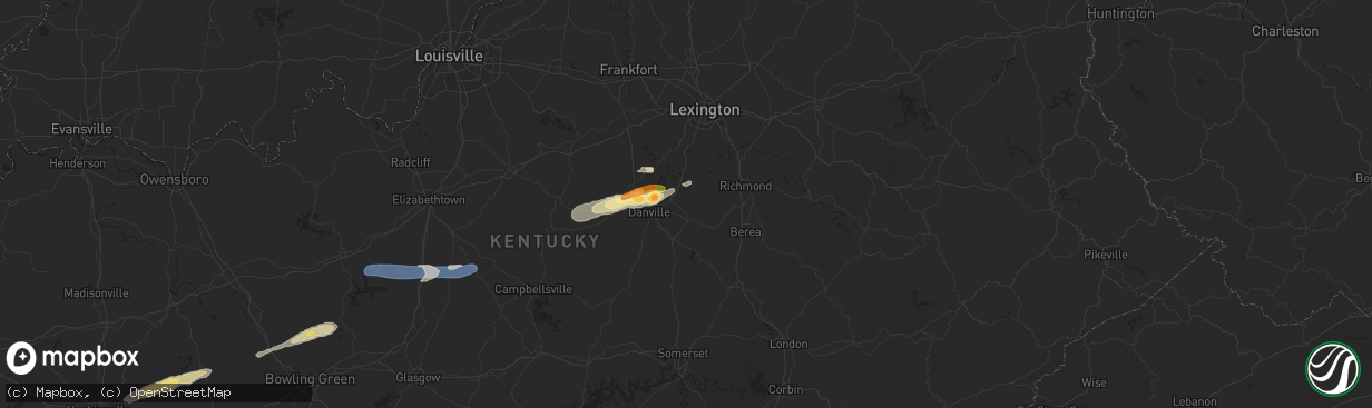 Hail map in Lancaster, KY on February 5, 2025