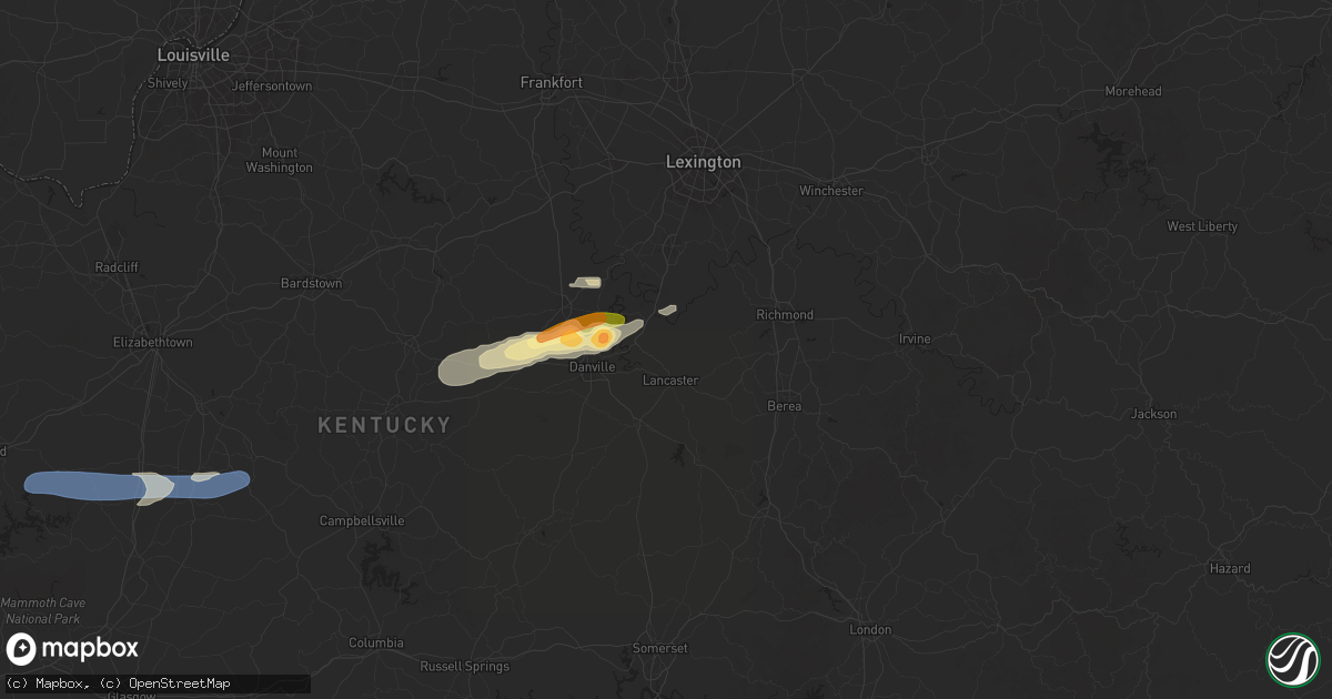 Hail map in Lancaster, KY on February 5, 2025