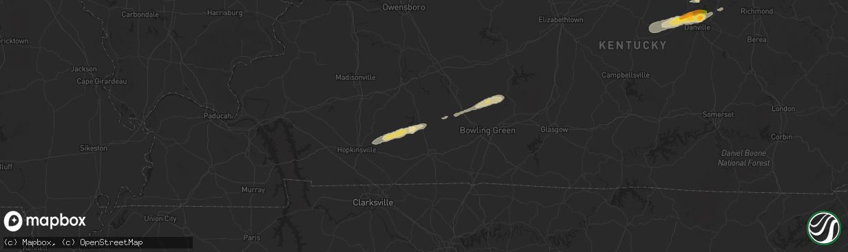 Hail map in Lewisburg, KY on February 5, 2025