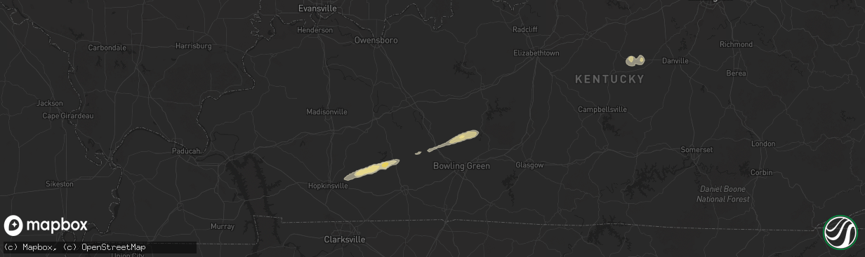 Hail map in Morgantown, KY on February 5, 2025