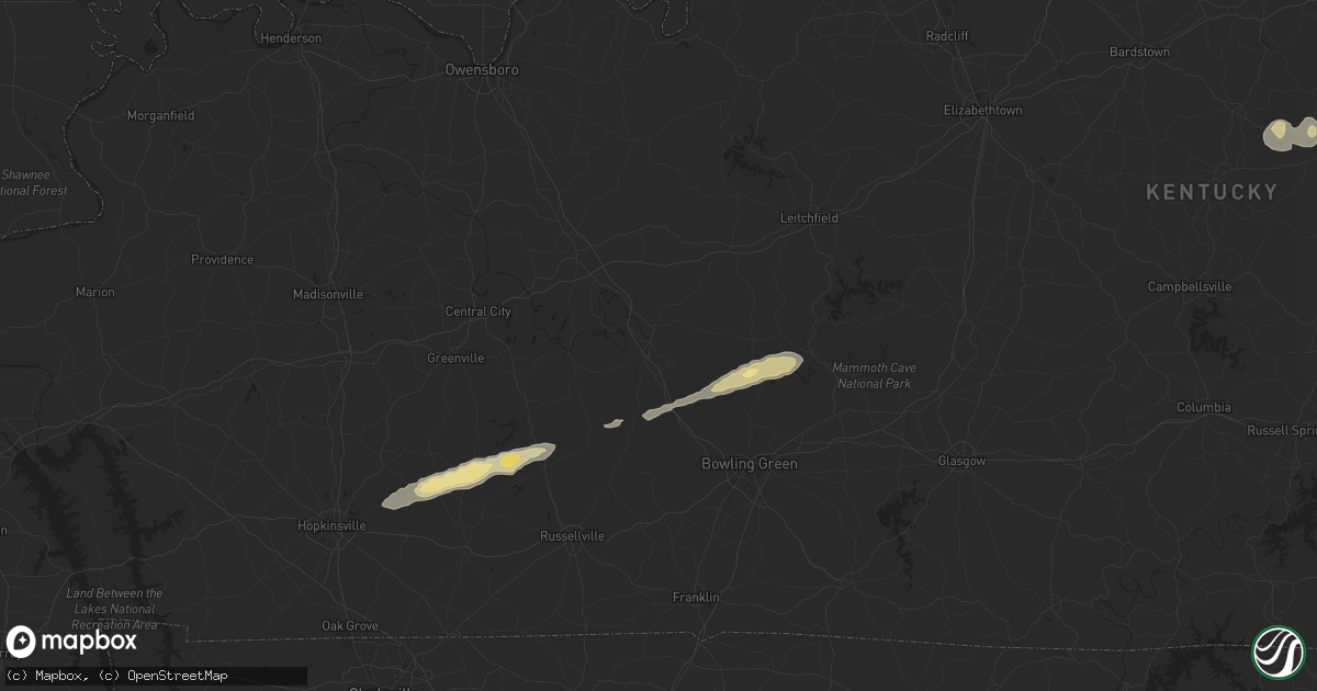 Hail map in Morgantown, KY on February 5, 2025