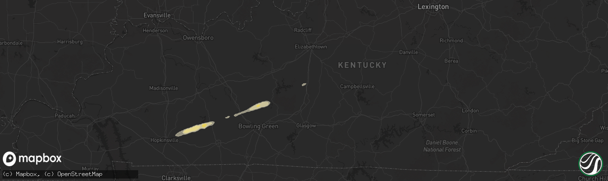 Hail map in Munfordville, KY on February 5, 2025