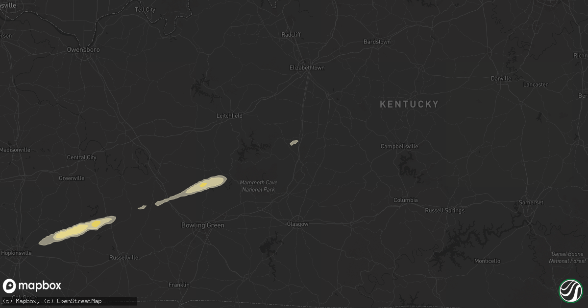 Hail map in Munfordville, KY on February 5, 2025